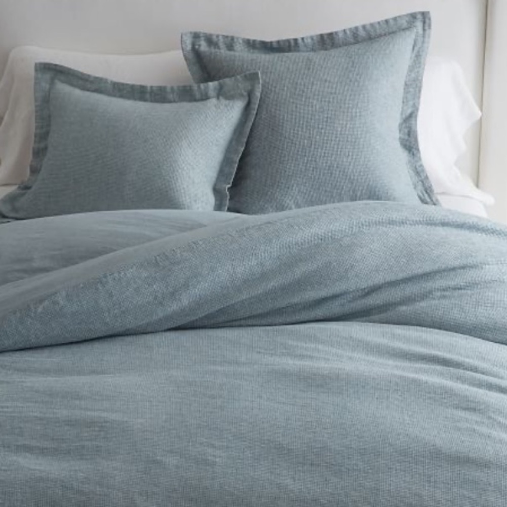 Closet Clean Out..Pottery Barn Belgian Flax Linen Waffle Weave Duvet Cover queen